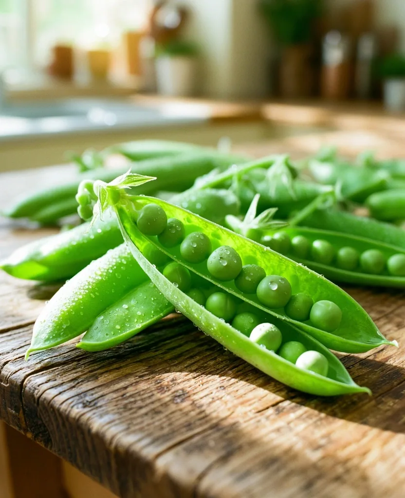 Vibrant green summer peas